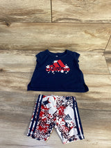 Adidas 2pc Floral Logo Shirt & Shorts Navy sz 3m