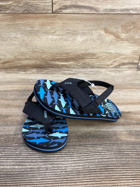 NEW Reef Little Uni Flip Flops in Blue Sharks sz 8c - Me n Mommy To Be