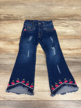 Embroidered Cherry Stretchy Denim Bootcut Jeans Blue sz 2T