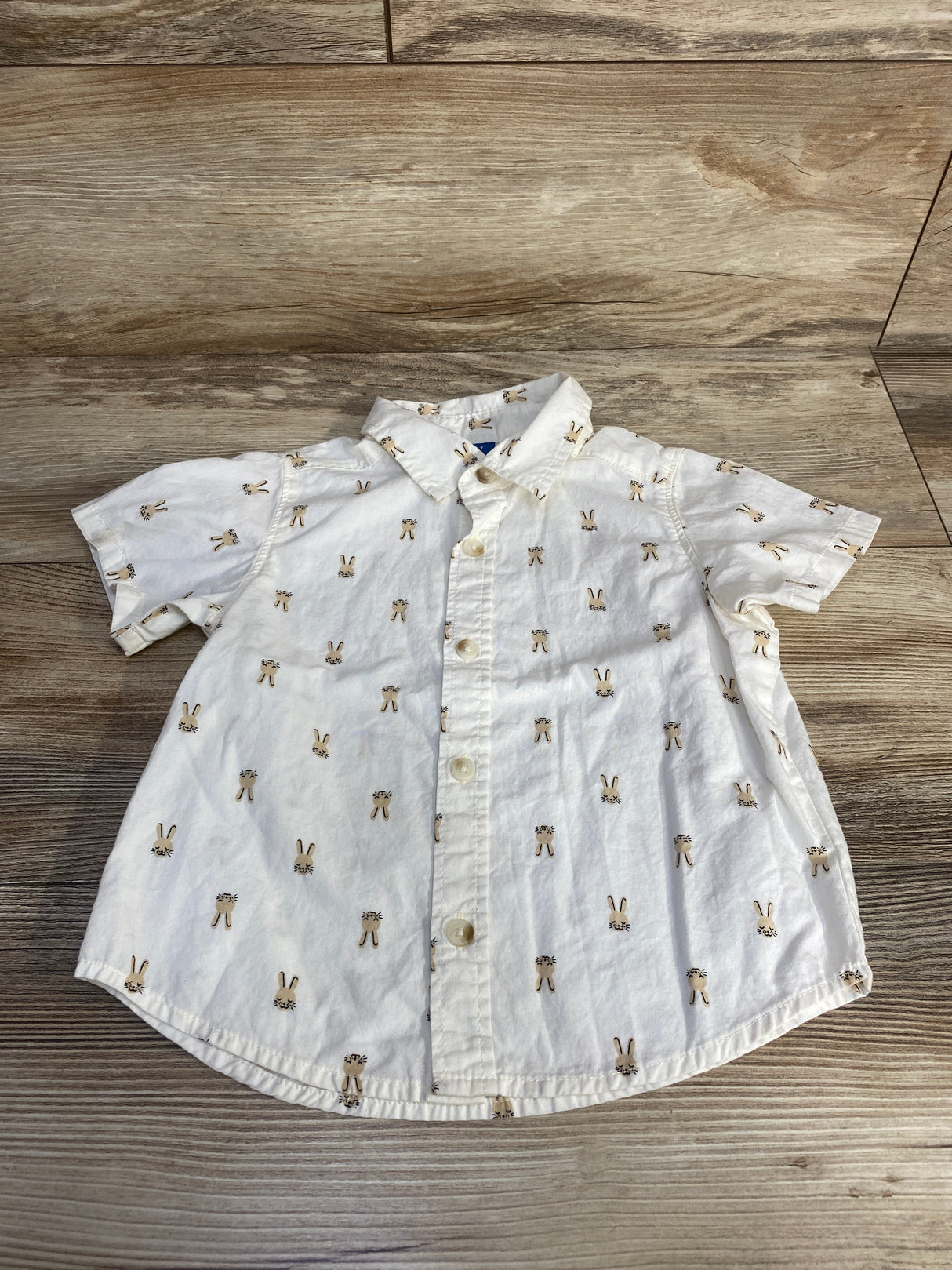 Old Navy Bunny Print Button Up Shirt White sz 2T