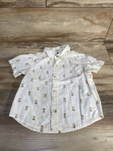 Old Navy Bunny Print Button Up Shirt White sz 2T