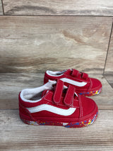 Vans Old Skool V Paint Splatter Sneakers Red sz 6c