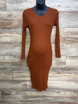 NEW Wantroy Maternity Ribbed Long Sleeve Dress Rust sz Medium