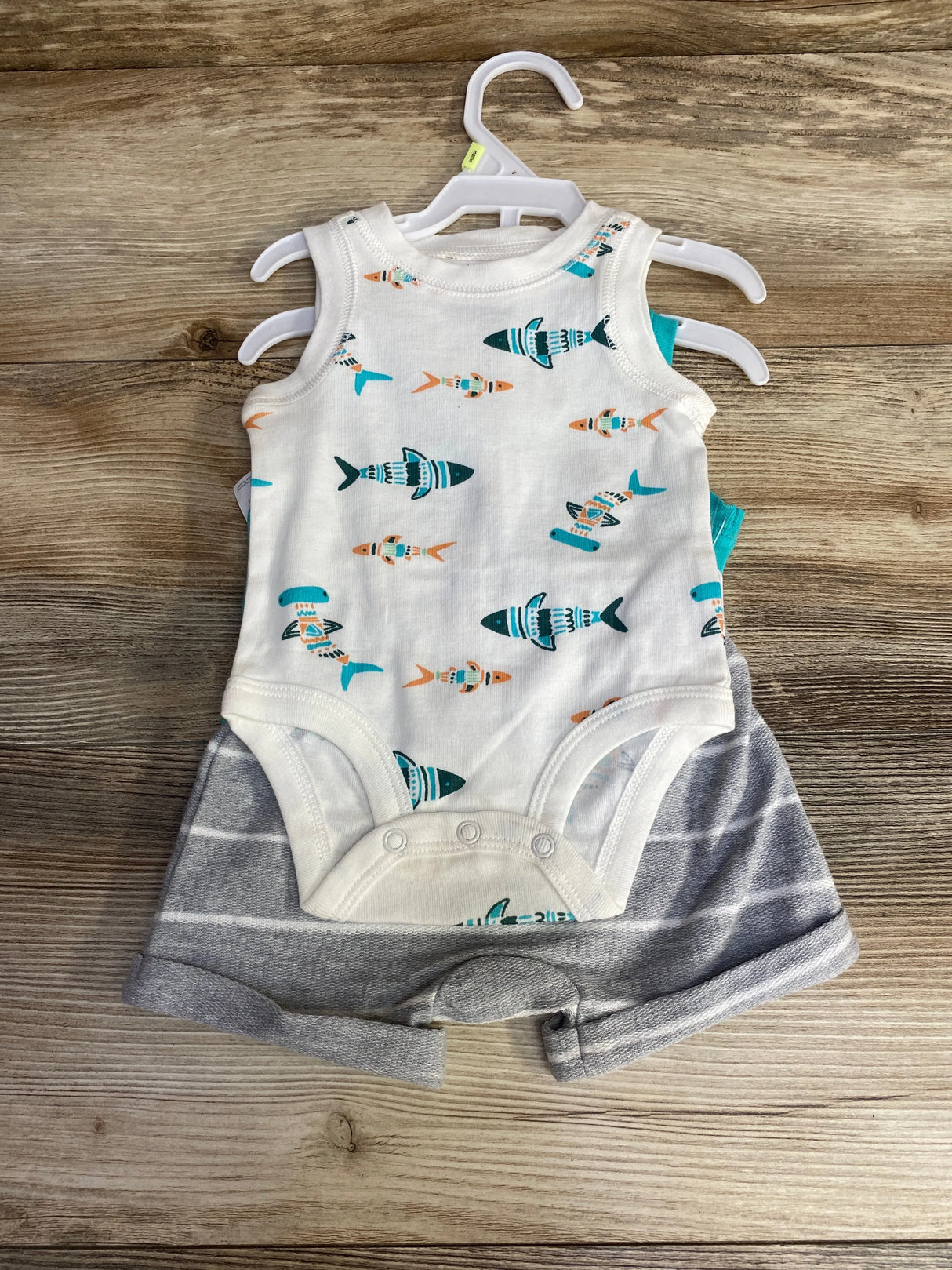 NEW Carter's 3pc Henley Top & Shorts Set White sz 3m