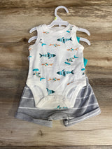 NEW Carter's 3pc Henley Top & Shorts Set White sz 3m