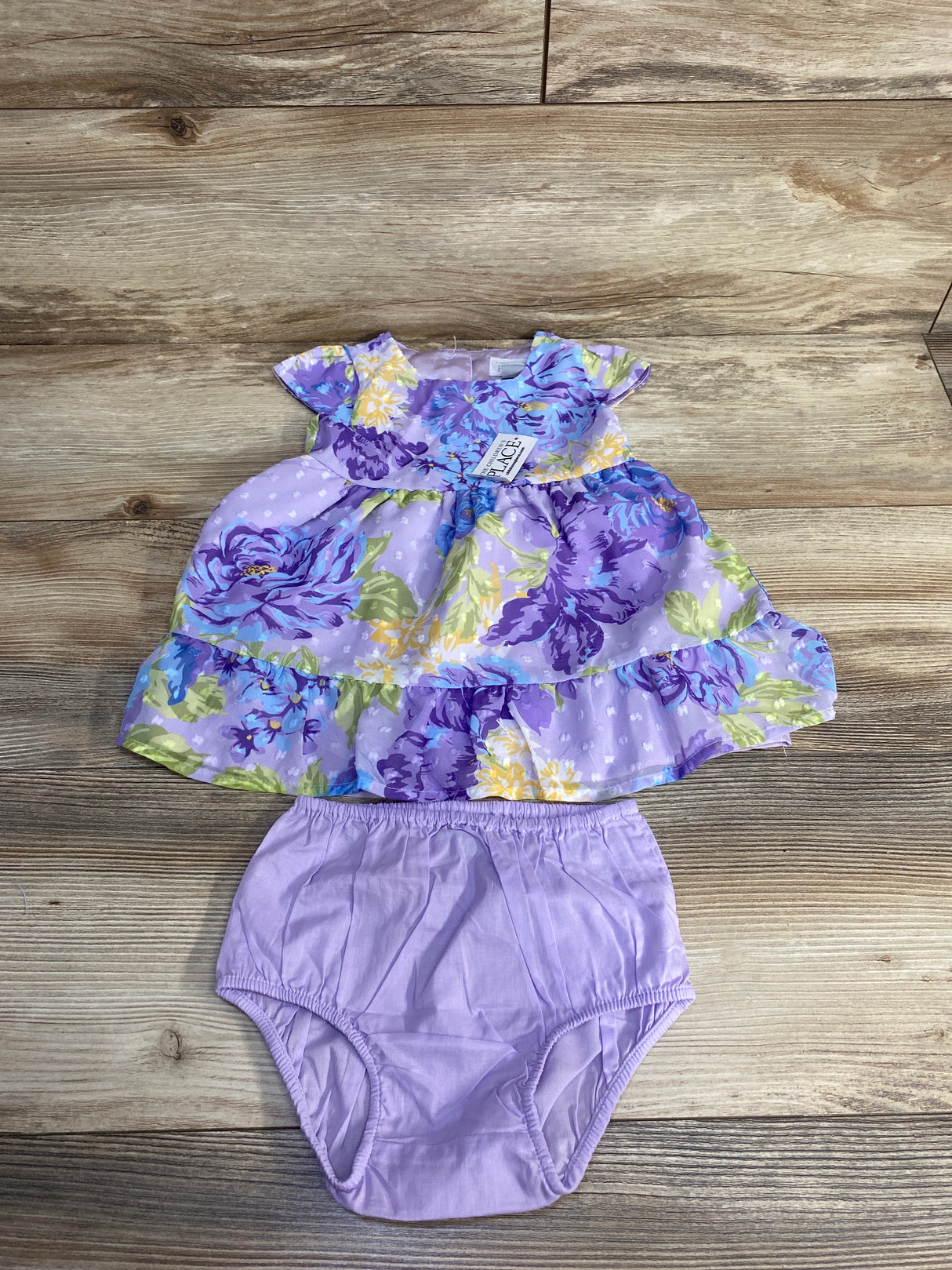 NEW Children's Place Tiered Floral Dress & Bloomers Purple sz 9-12m