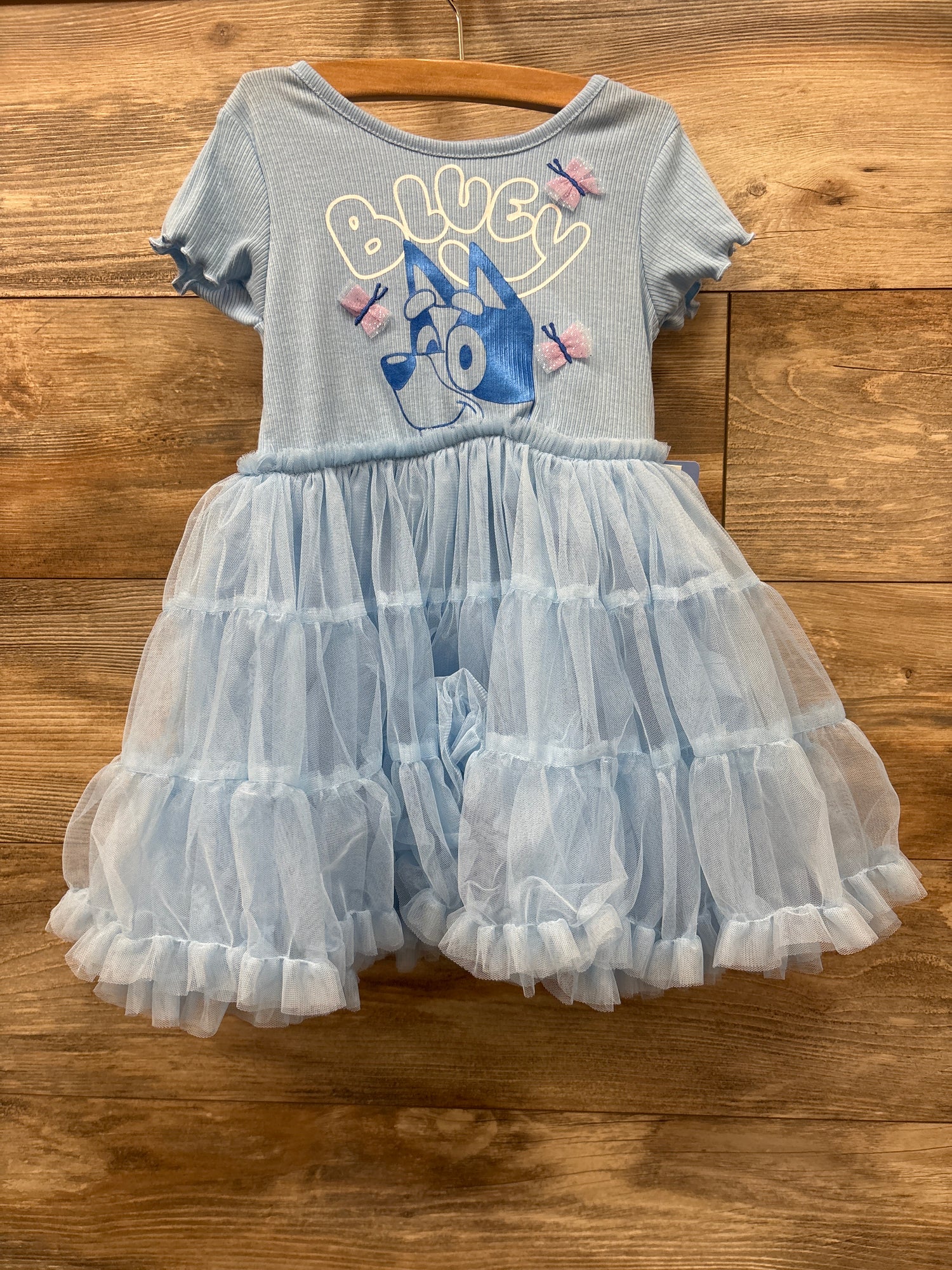 NEW Bluey Ribbed Tulle Dress Light Blue sz 4T