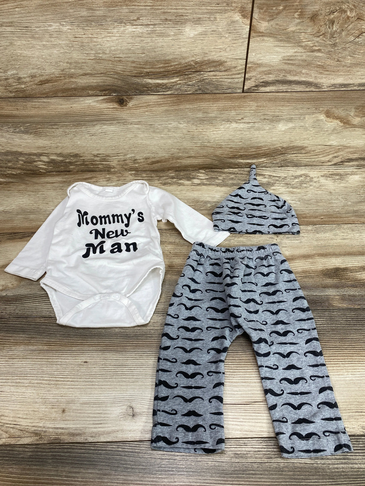 3pc Mommy's New Man Bodysuit Set White sz 3-6m