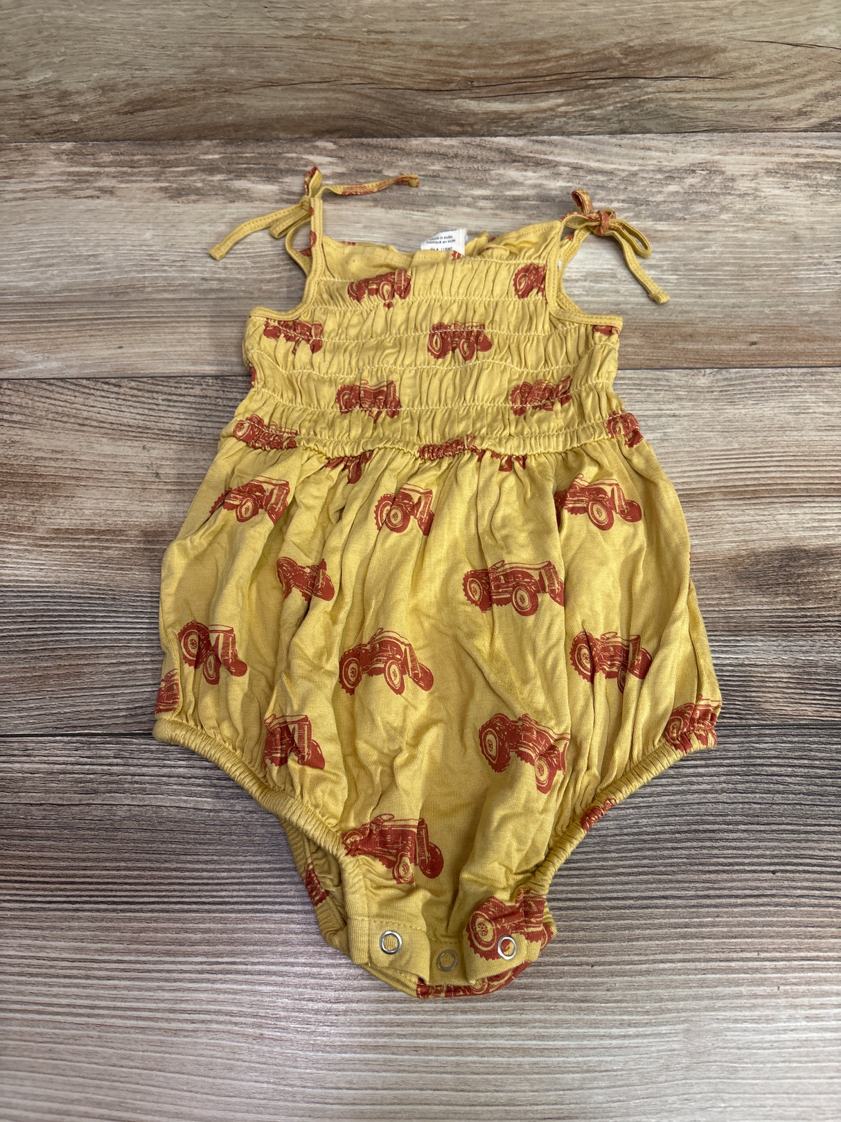 NEW Kate Quinn Bamboo Smocked Bubble Romper Yellow sz 6-12m