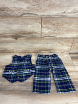 Janie & Jack Tartan Vest & Pants 2pc Set Navy sz 6-12m