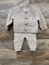 NEW Children's Place 2pc Striped Knit Button-Up Sweater & Pants Set Beige sz Newborn