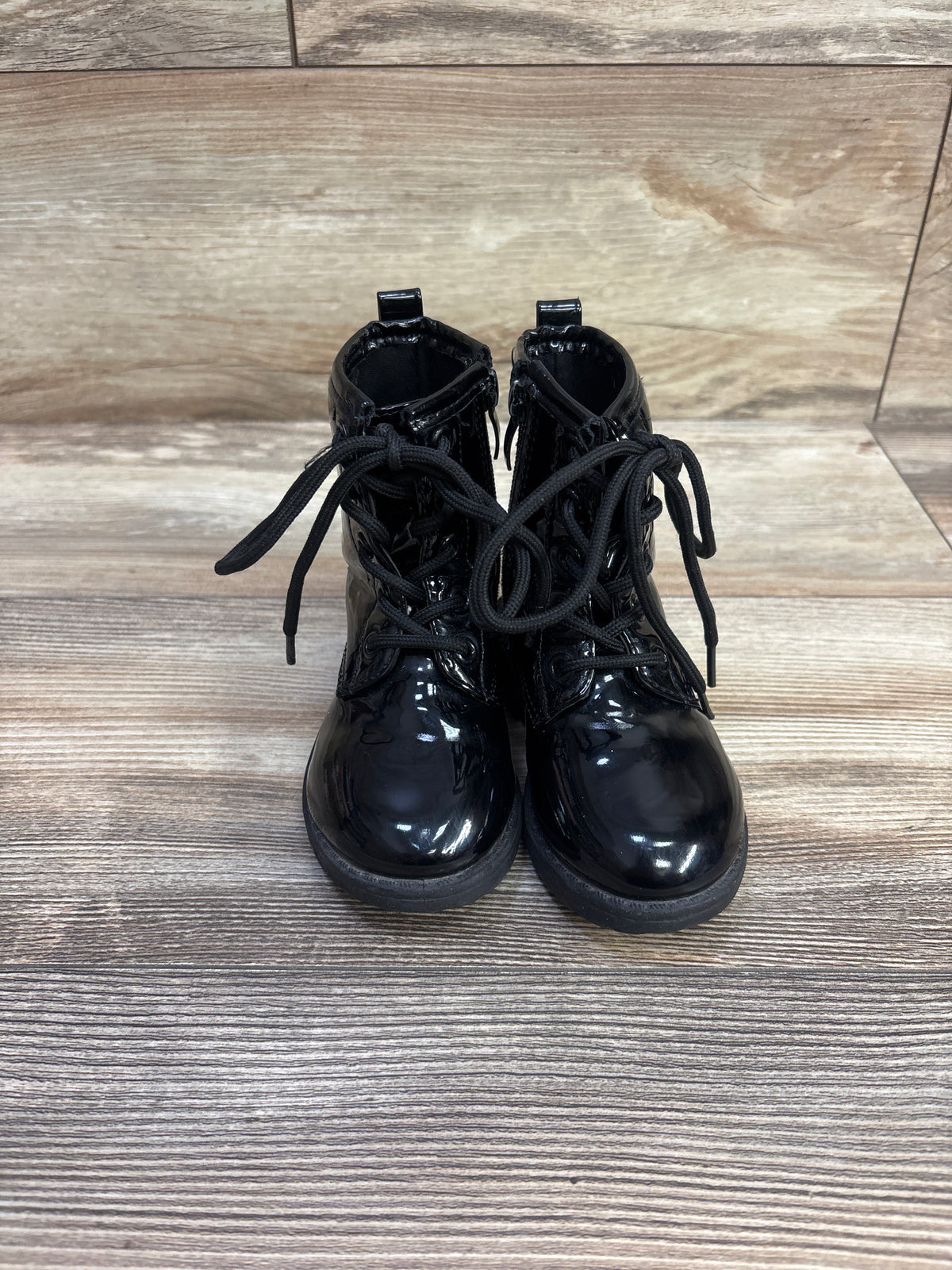 Patent Leather Lace-Up Ankle Boots Black sz 5c