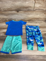 Mon Petit 3pc Shark Attack Pajama Set Blue sz 12m