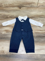 Striped Polo Coverall Blue/White sz 6m