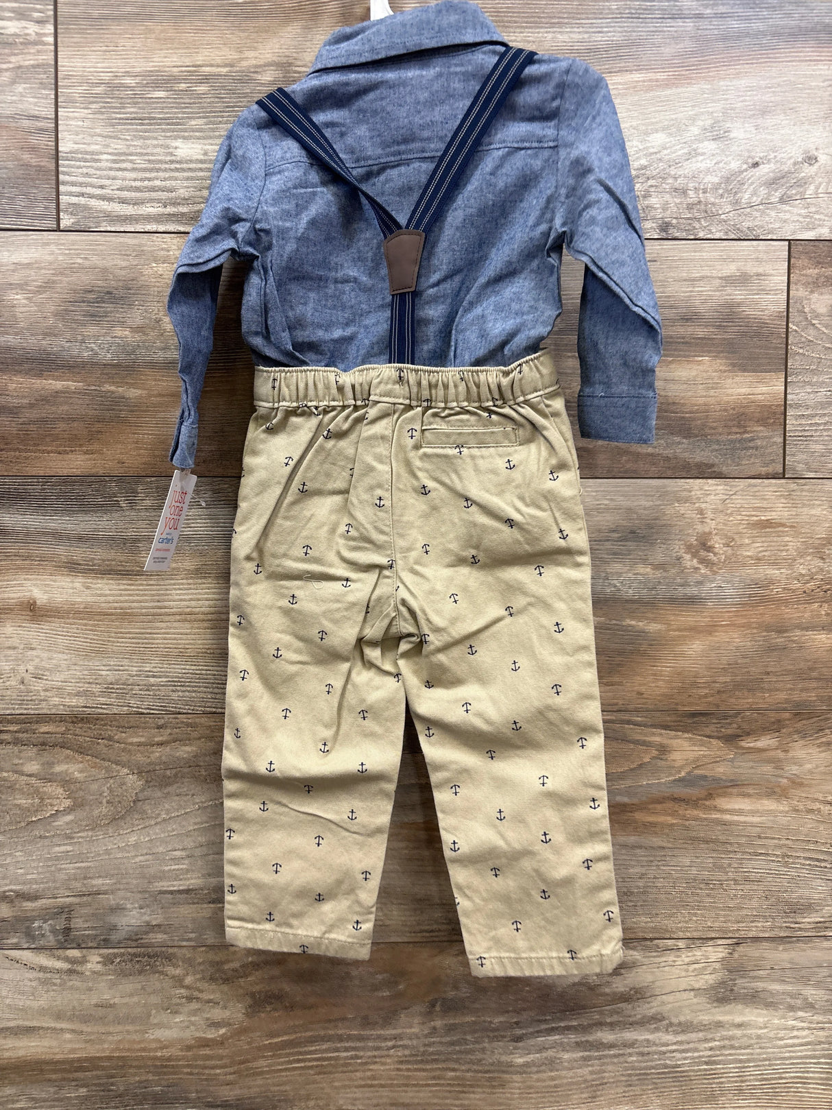 NEW Just One You 3pc Suspender Set Anchor Print Blue sz 18m