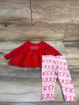 Cat & Jack Heart Print Tulle Shirt & Leggings Set Red z 12m