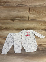 Just One You 2pc Merry & Bright Bodysuit & Bottoms Set Grey sz 6m