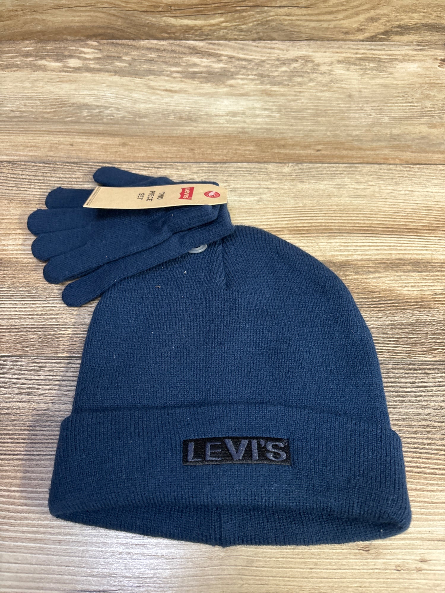 NEW Levi's 2pc Knit Hat & Gloves Navy OSFM