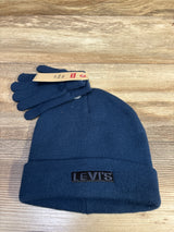 NEW Levi's 2pc Knit Hat & Gloves Navy OSFM