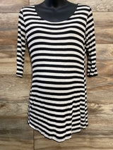 Pink Blush Striped Shirt Black/White sz Small