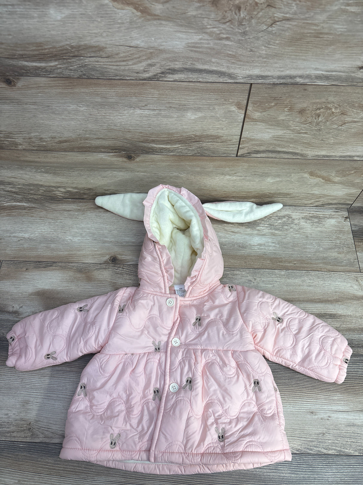 Fleece Lined Bunny Ear Winter Coat Pink sz 18-24m