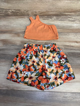 Shein 2pc Ribbed Top & Shorts Orange sz 12-18m