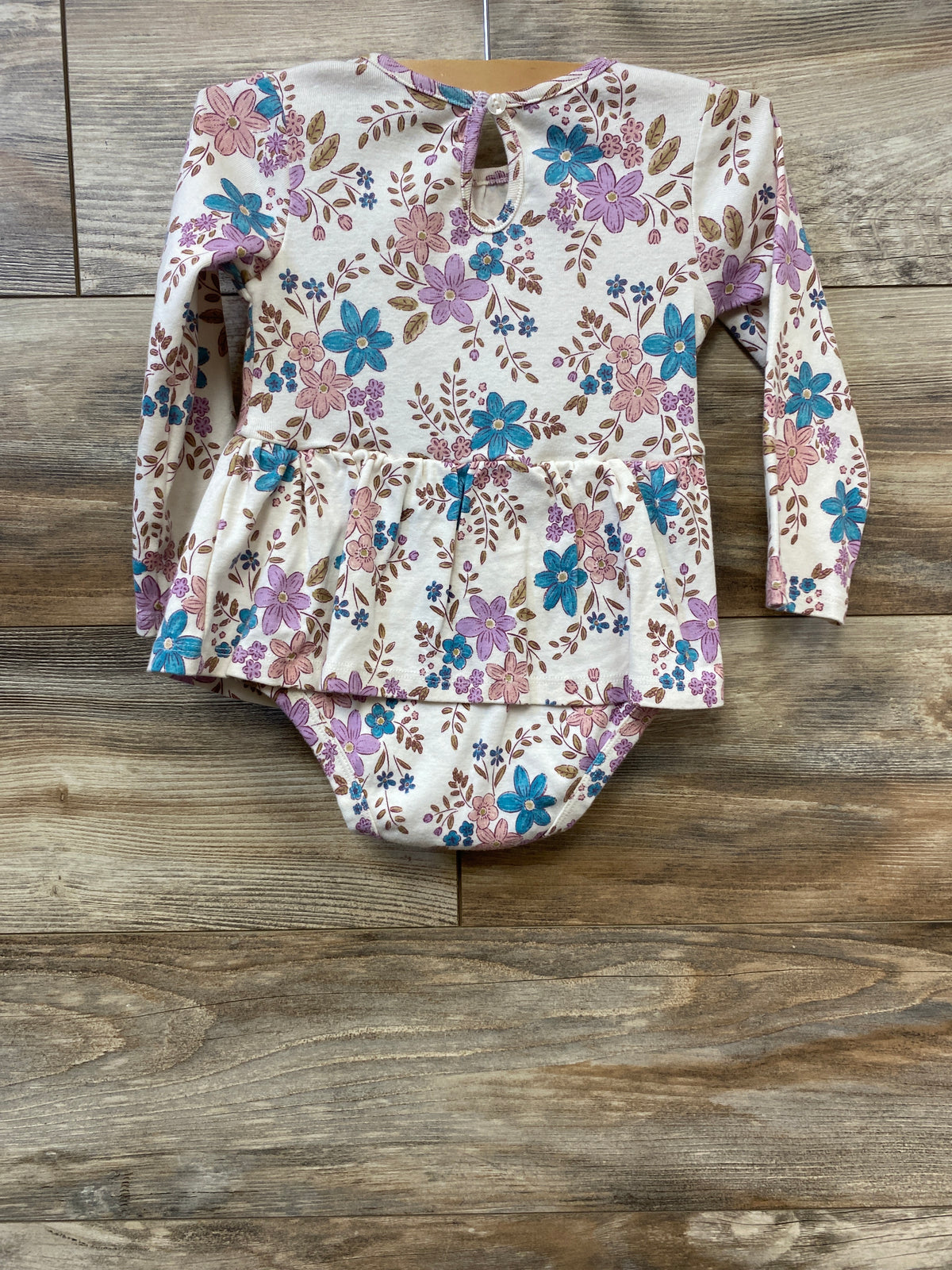 Carter's Floral Long Sleeve Bodysuit Dress White sz 24m
