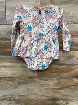 Carter's Floral Long Sleeve Bodysuit Dress White sz 24m