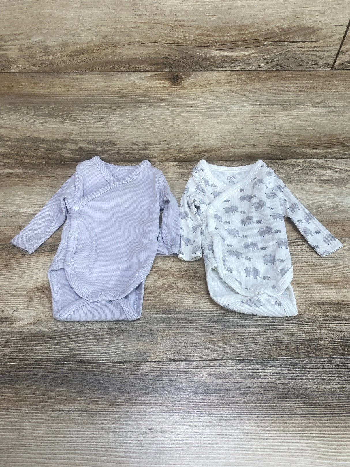 C&A 2pk Kimono Ribbed Bodysuits White/Grey sz 0-1m