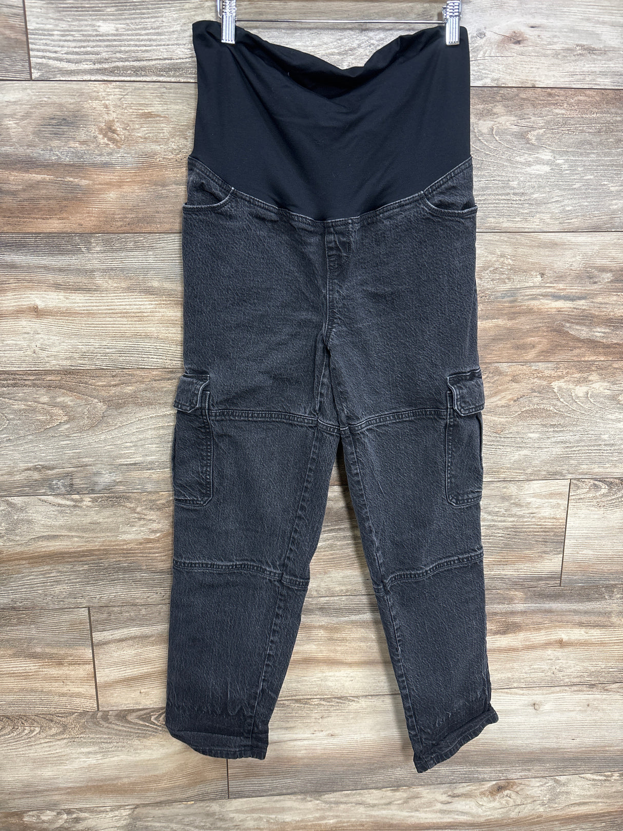 Isabel Maternity Cross Over Denim Cargo Jeans Black sz 10/Medium