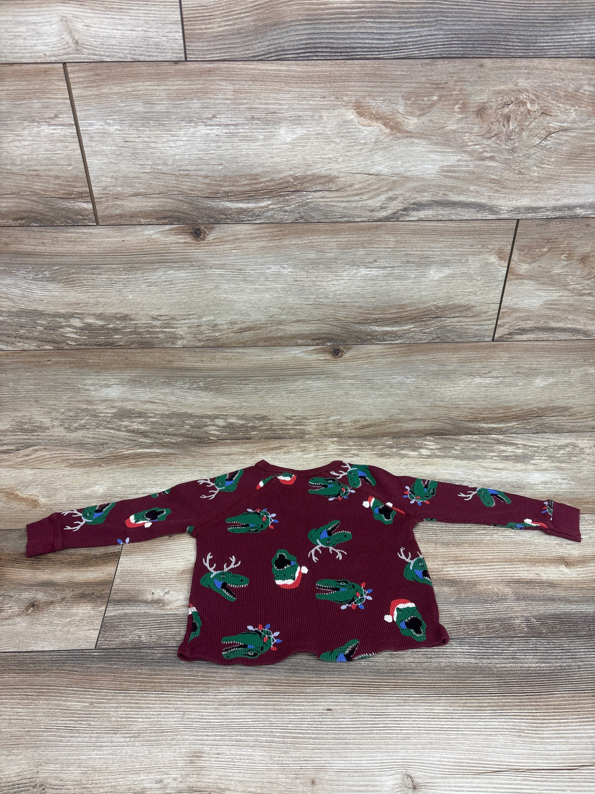 Old Navy Christmas Dino Thermal Shirt Maroon sz 2T