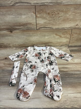 Floral 2pc Snap Ruffle Sleeper & Headband Beige sz 3-6m