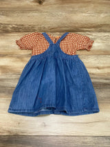 Cat & Jack 2pc Plaid Top & Denim Jumper Dress Brown/Blue sz 2T