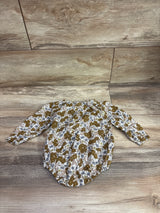 Rylee + Cru Floral Long Sleeve Bubble Romper White sz 0-3m