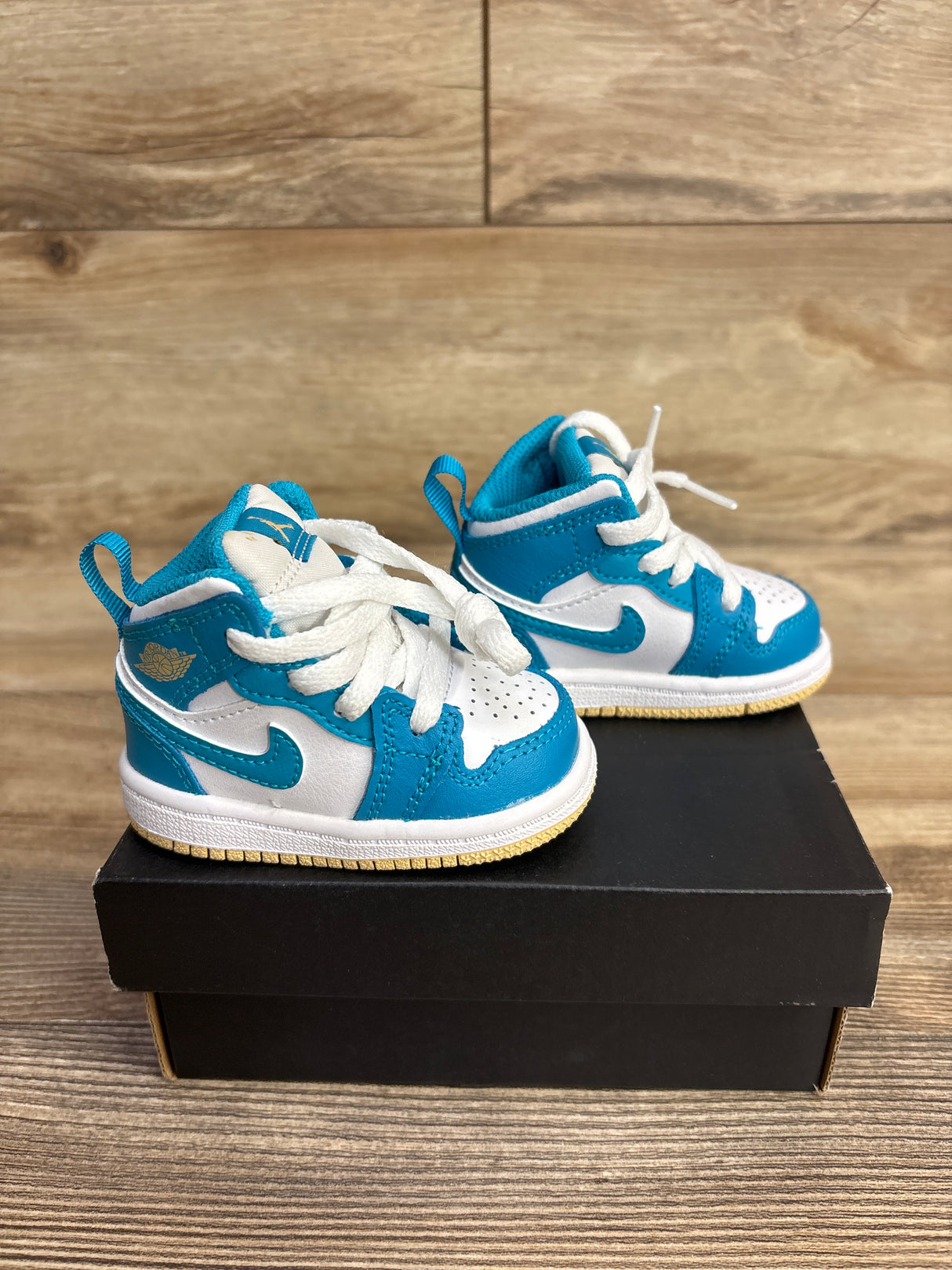 NEW Air Jordan 1 Mid TD 'Aquatone' Sneakers sz 2c