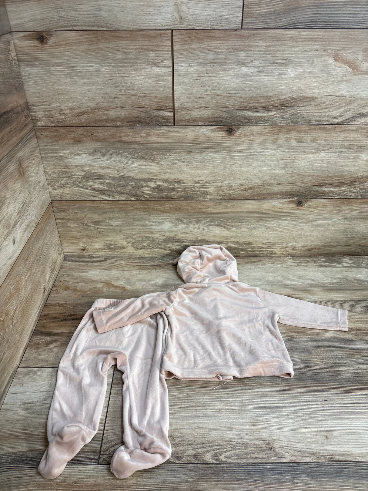 Rachel Zoe 2pc Velour Hooded Shirt & Footed Pants Tan sz 3-6m
