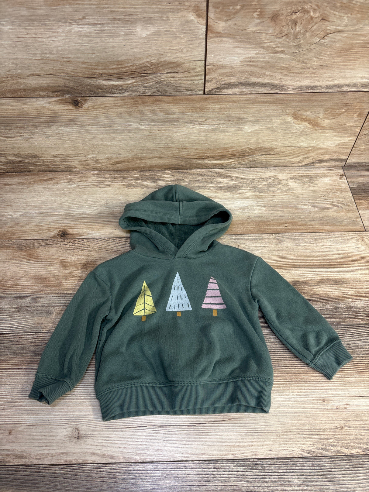 Little Co Tree Print Pull Over Hoodie Green sz 9m