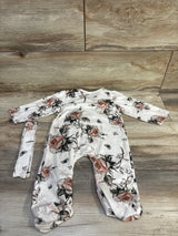 Floral 2pc Snap Ruffle Sleeper & Headband Beige sz 3-6m