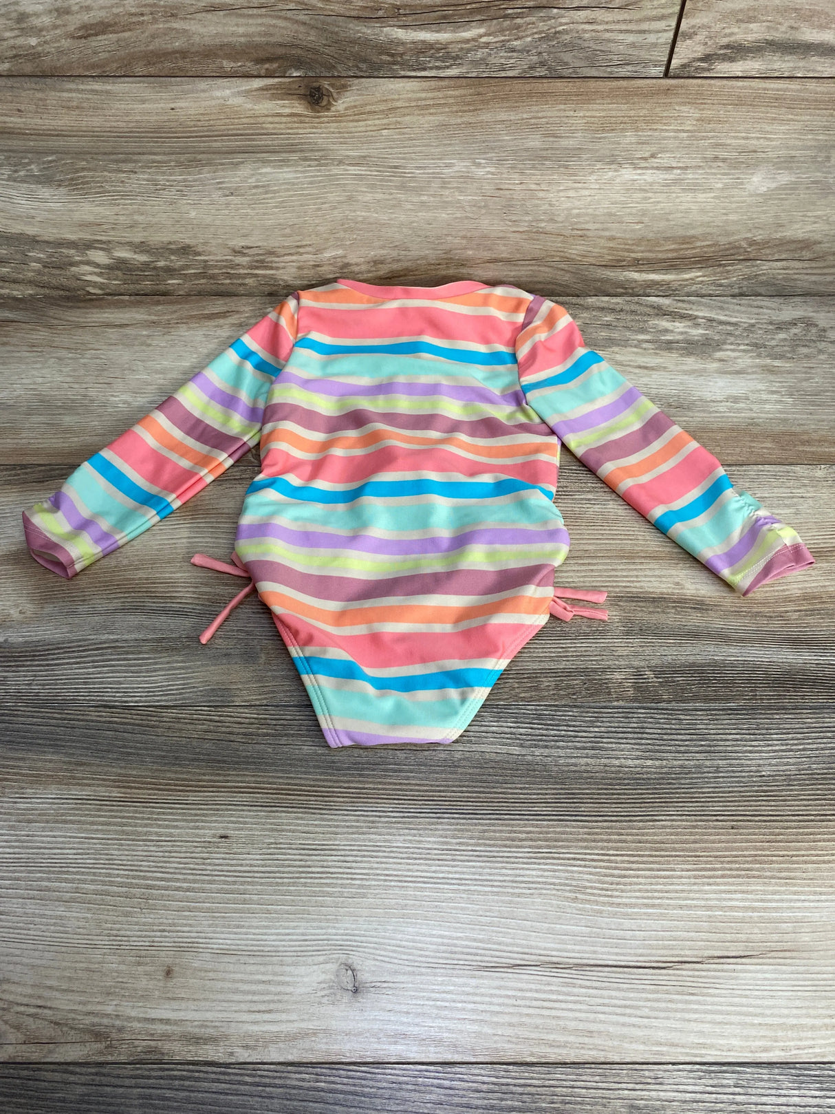 Cat & Jack 1pc Striped Rashguard Swimsuit Beige sz 2T
