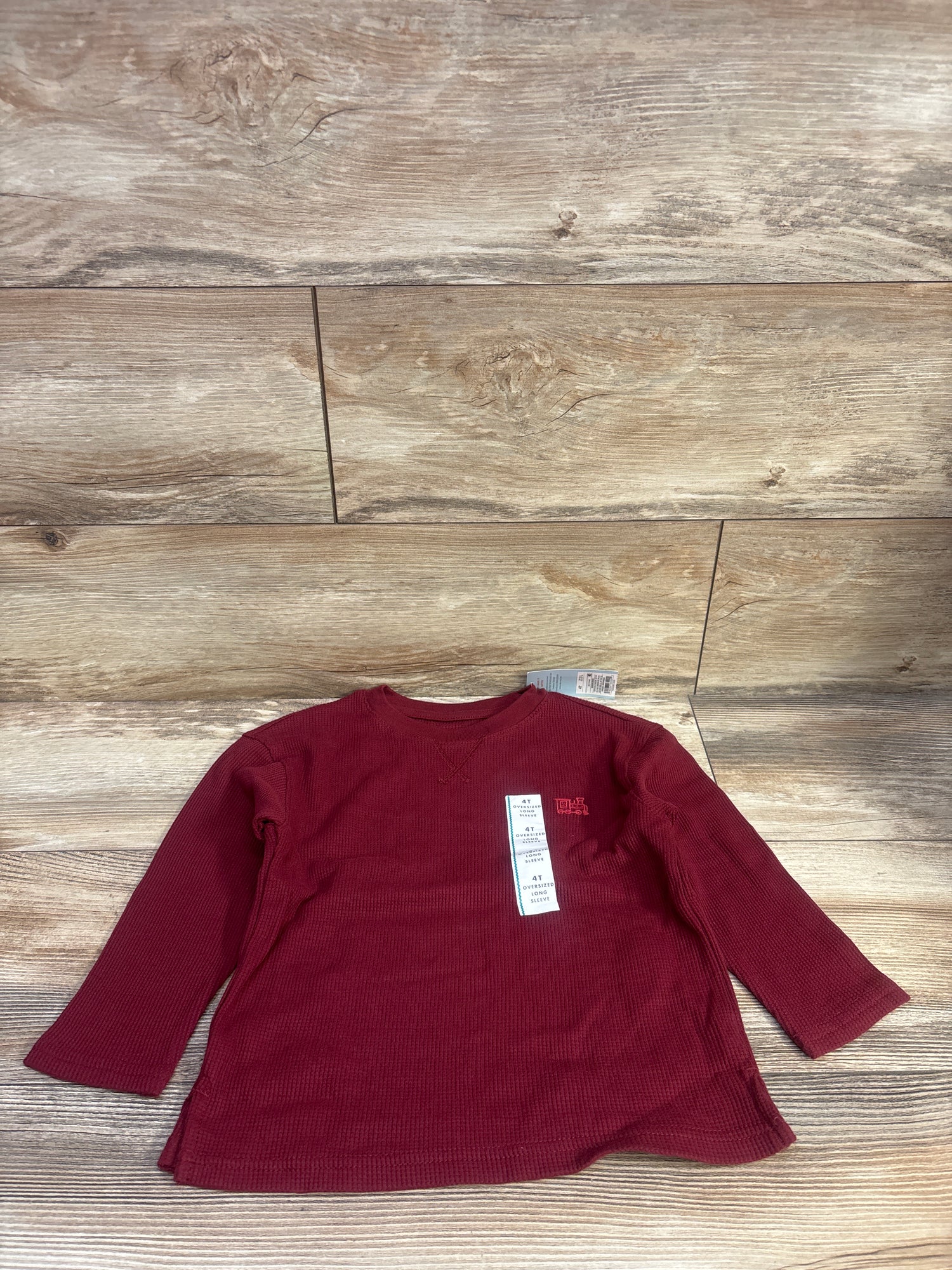 NEW Cat & Jack Long Sleeve Waffle Knit Shirt Maroon sz 4T