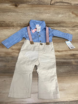 NEW Cat & Jack 4pc Chambray Suspender Set Blue sz 3-6m