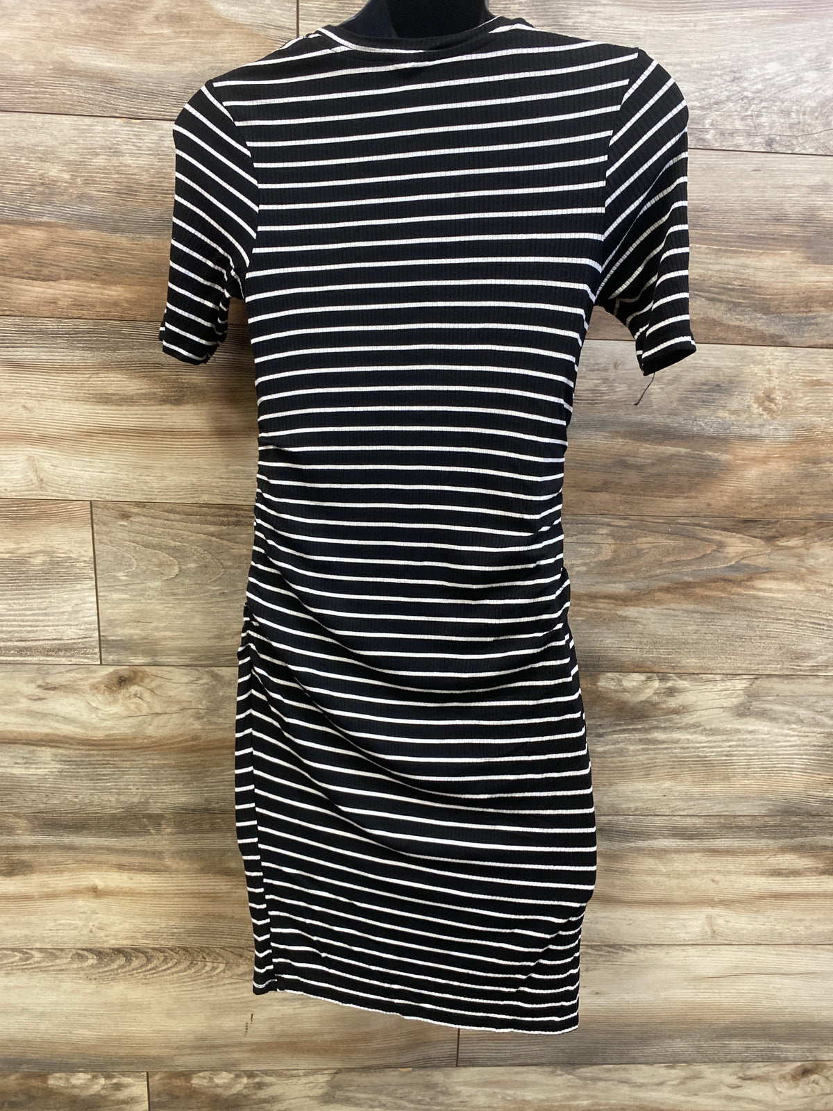 Time & Tru Maternity Striped Ruched Dress Black sz Small (4-6)
