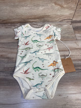 NEW Earthy Organic Cotton Short Sleeve Dinosaur Bodysuit Cream sz 18-24m