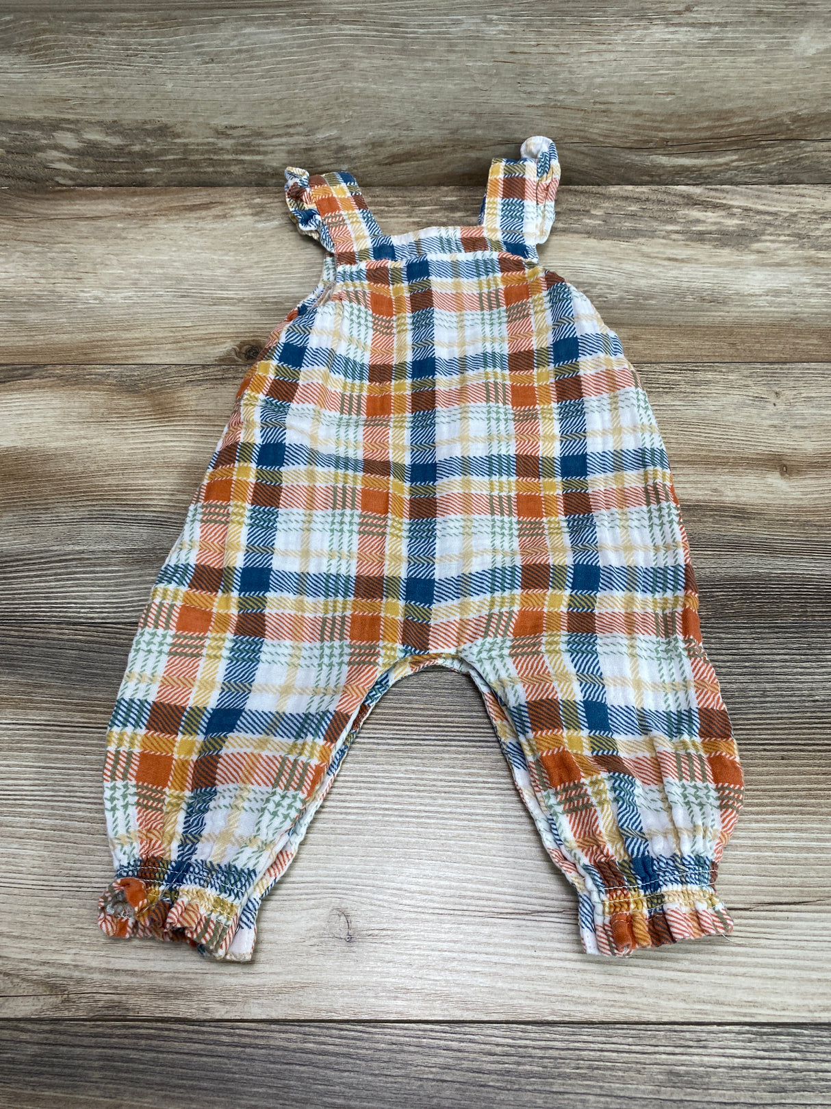 Tullabee Plaid Overall Orange sz 6-12m