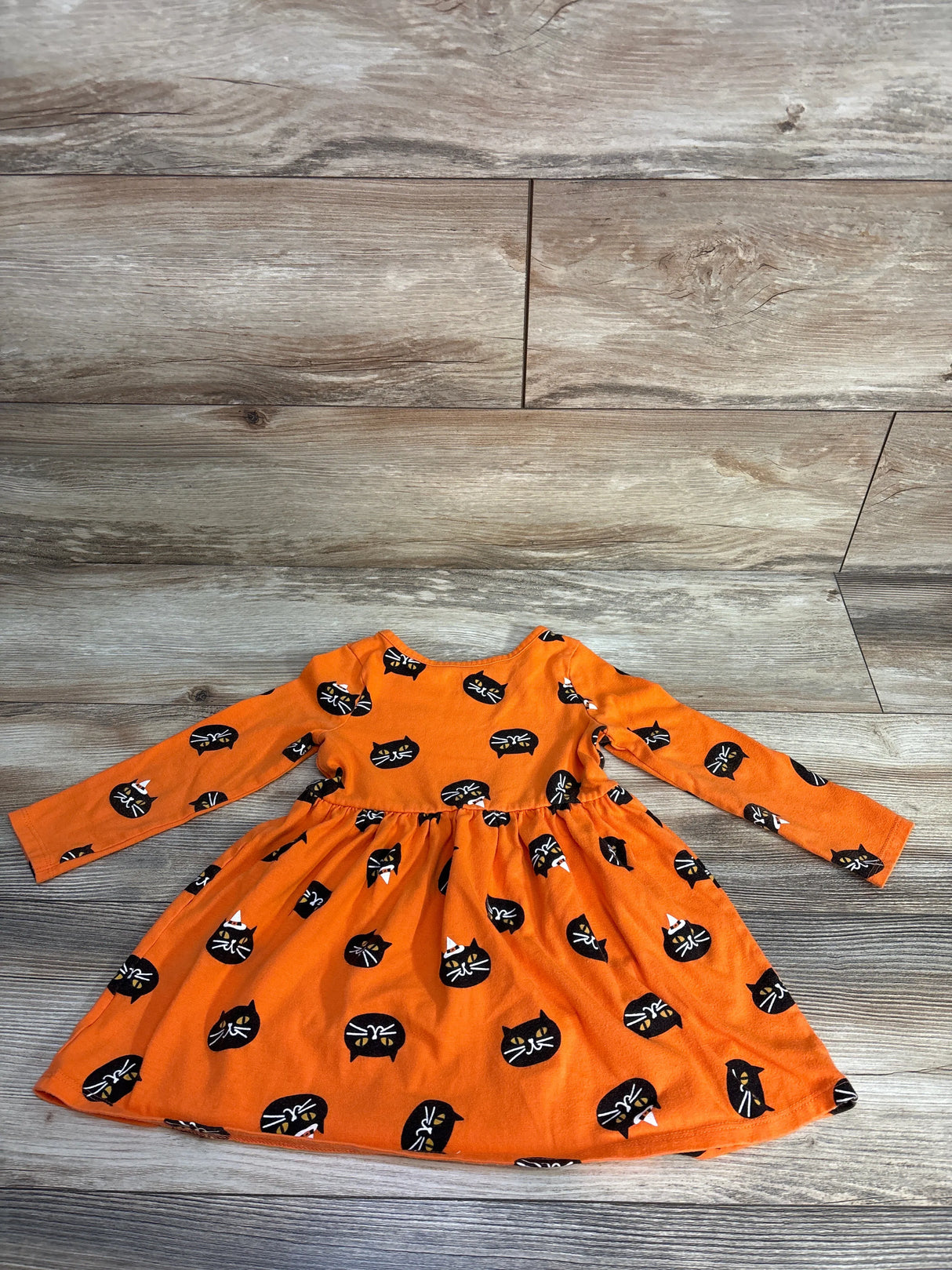 Cat & Jack Cat Halloween Long Sleeve Dress Orange 3T