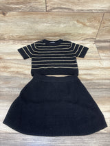 Vince Camuto 2pc Striped Knit Cropped Shirt & Skirt Set Black sz 3T