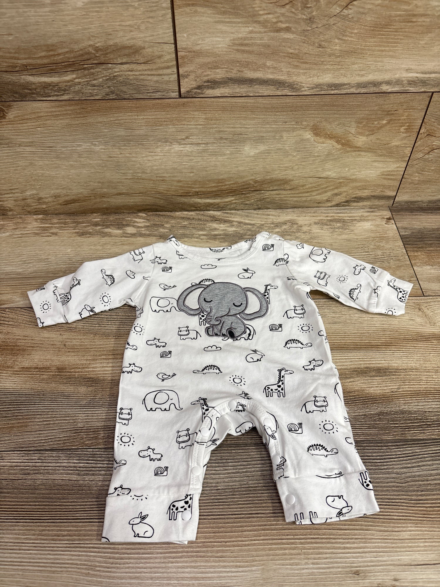 Shein Embroidered Elephant Coverall White sz 1-3m