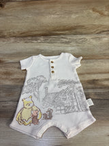 Disney Winnie The Pooh Henley Thermal Shortie Romper Ivory sz Newborn