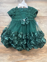 NEW Nannette 2pc Faux-Cardigan Rosette Dress & Bloomers Green sz 6/9m