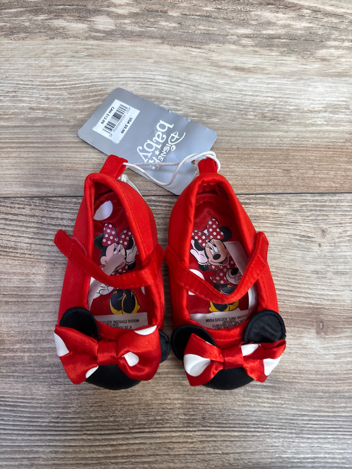 NEW Disney Baby Minnie Mouse Soft Sole Shoes Red sz 2/3c